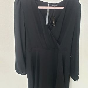 Express Textured Surplice Fit and Flare Dress